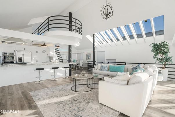 Interior, Kitchen, Living room, Pendant Lights, Stainless Steel Appliances, Wood Texture Flooring