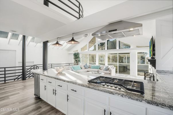 Dining room, Interior, Kitchen, Living room, Pendant Lights, Wood Texture Flooring
