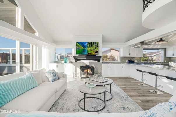 Fireplace, Interior, Kitchen, Living room, Wood Texture Flooring