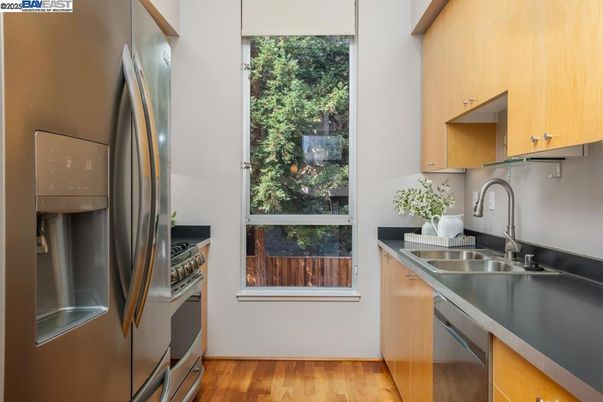 Interior, Kitchen, Stainless Steel Appliances, Wood Texture Flooring