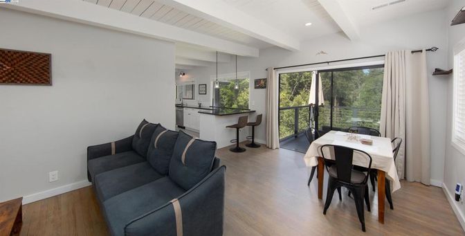 Dining room, Interior, Pendant Lights, Recessed Lighting, Wood Texture Flooring