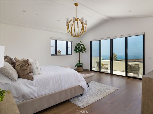 Bedroom, Interior, Pendant Lights, Recessed Lighting, Wood Texture Flooring