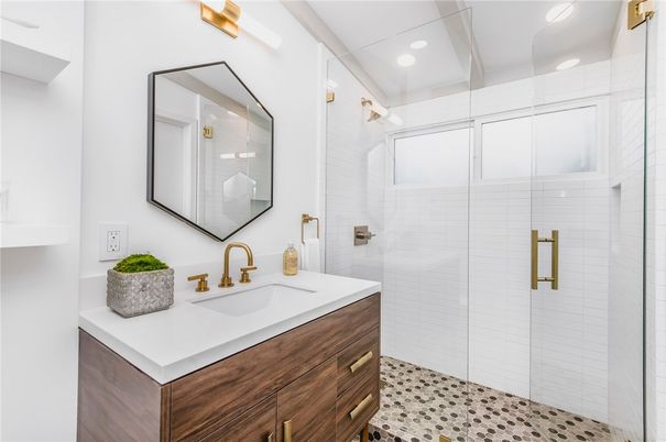 Bathroom, Glass Shower, Interior, Recessed Lighting
