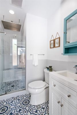Bathroom, Glass Shower, Interior, Recessed Lighting