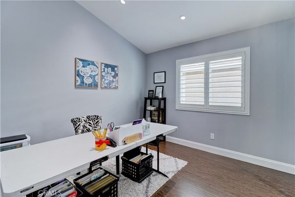 Home Office, Interior, Recessed Lighting, Wood Texture Flooring