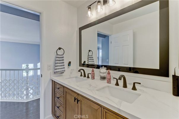 Bathroom, Dual Sink Vanities, Interior, Wood Texture Flooring