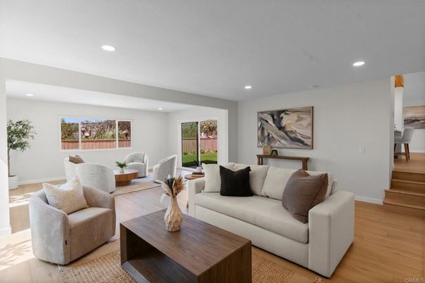 Dining room, Interior, Living room, Recessed Lighting, Wood Texture Flooring