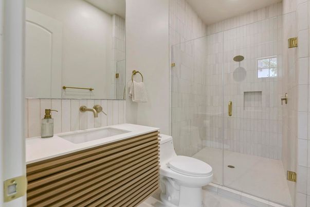 Bathroom, Glass Shower, Interior, Recessed Lighting