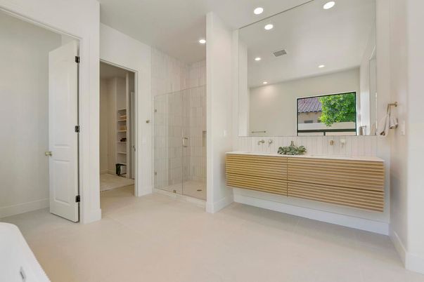 Bathroom, Glass Shower, Interior, Recessed Lighting