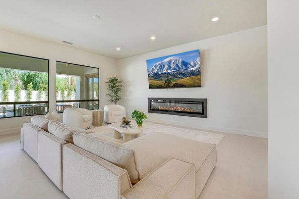 Fireplace, Interior, Living room, Recessed Lighting