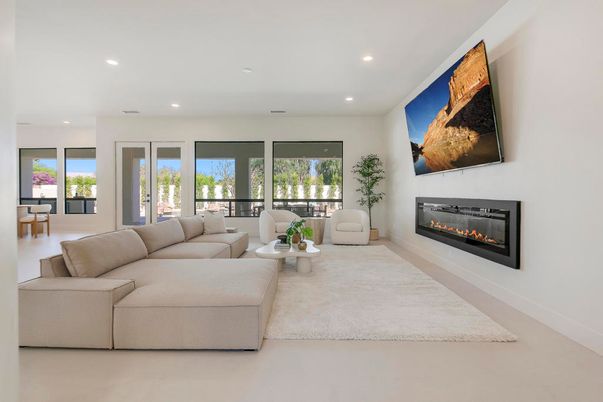 Fireplace, Interior, Living room, Recessed Lighting