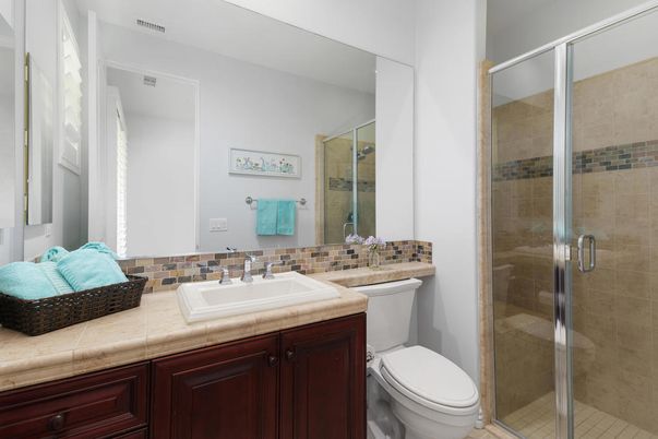 Bathroom, Glass Shower, Interior, Tile Countertops