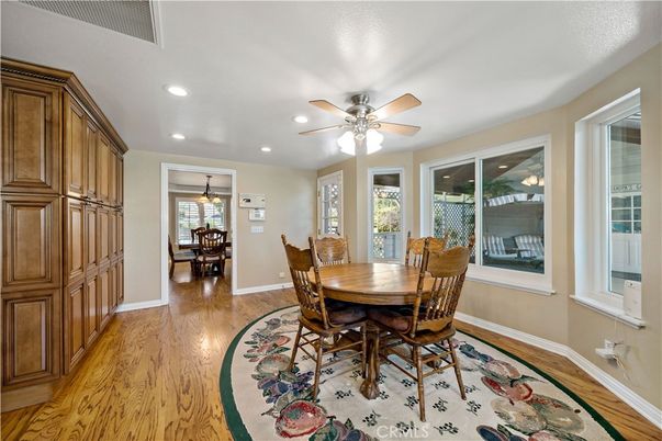 Dining room, Interior, Recessed Lighting, Wood Texture Flooring