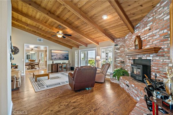 Dining room, Fireplace, Interior, Living room, Stone Walls, Wooden Beams, Wooden Ceilings, Wood Texture Flooring