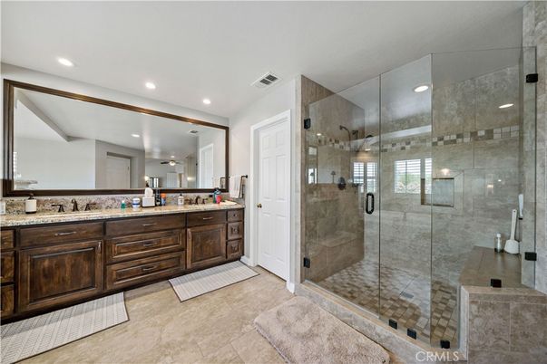 Bathroom, Dual Sink Vanities, Glass Shower, Interior, Recessed Lighting