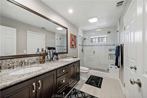 Bathroom, Dual Sink Vanities, Glass Shower, Interior, Recessed Lighting