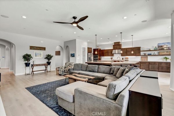 Interior, Kitchen, Living room, Pendant Lights, Recessed Lighting, Stainless Steel Appliances, Wood Texture Flooring
