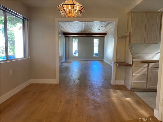 Chandelier, Empty room, Interior, Kitchen, Wood Texture Flooring