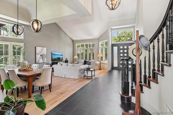 Dining room, Interior, Living room, Pendant Lights, Wood Texture Flooring