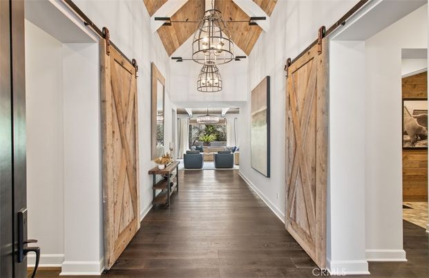 Chandelier, Interior, Pendant Lights, Wooden Beams, Wood Texture Flooring