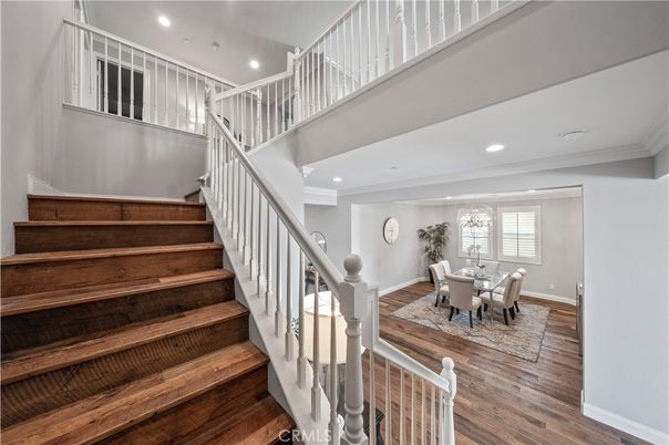Dining room, Interior, Recessed Lighting, Wood Texture Flooring