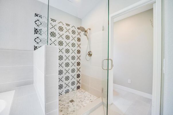 Bathroom, Glass Shower, Interior, Recessed Lighting