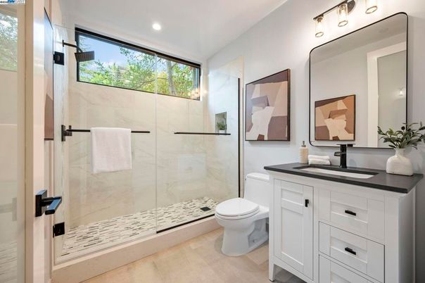 Bathroom, Glass Shower, Interior, Recessed Lighting