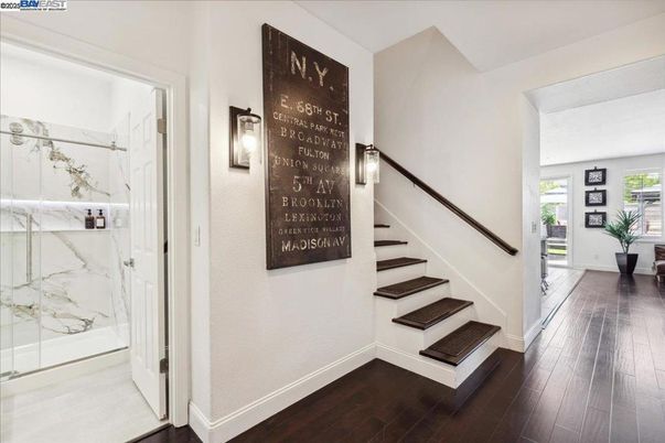 Interior, Marble Walls, Wood Texture Flooring