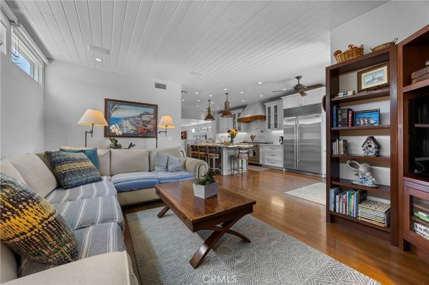 Interior, Kitchen, Living room, Recessed Lighting, Stainless Steel Appliances, Wood Texture Flooring