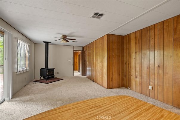Empty room, Fireplace, Interior, Wood Texture Flooring, Wooden Walls