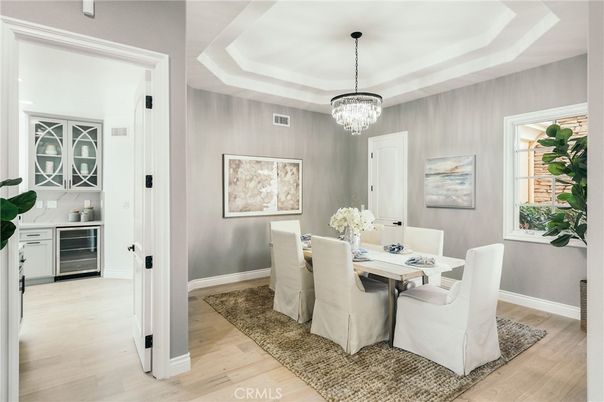 Chandelier, Dining room, Interior, Wood Texture Flooring