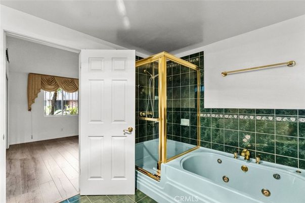 Bathroom, Glass Shower, Interior, Wood Texture Flooring
