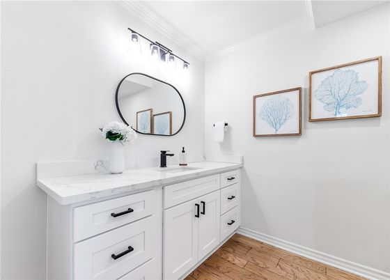 Bathroom, Dual Sink Vanities, Interior, Wood Texture Flooring