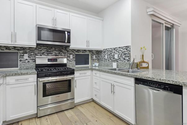 Interior, Kitchen, Stainless Steel Appliances, Wood Texture Flooring