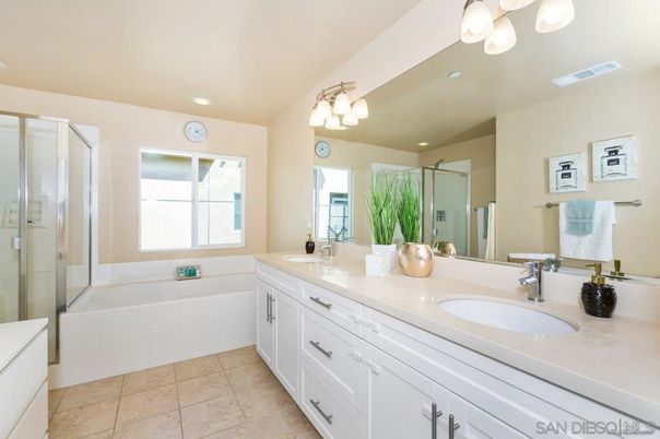 Bathroom, Dual Sink Vanities, Glass Shower, Interior, Recessed Lighting