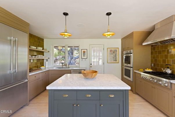 Interior, Kitchen, Pendant Lights, Stainless Steel Appliances, Wood Texture Flooring