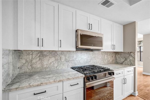 Interior, Kitchen, Marble Walls, Wood Texture Flooring