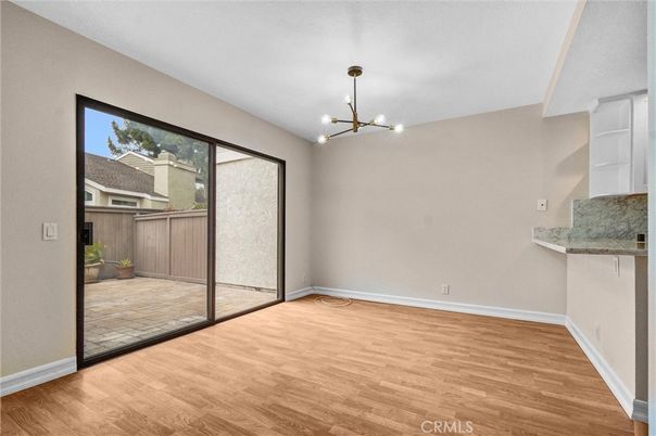 Empty room, Interior, Pendant Lights, Wood Texture Flooring