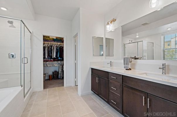 Bathroom, Dual Sink Vanities, Glass Shower, Interior, Recessed Lighting