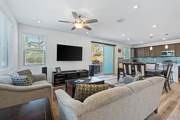 Dining room, Interior, Kitchen, Living room, Pendant Lights, Recessed Lighting, Wood Texture Flooring