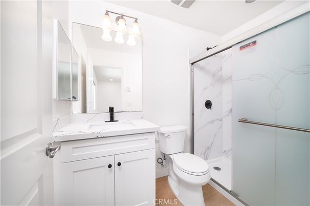 Bathroom, Interior, Marble Walls, Wood Texture Flooring