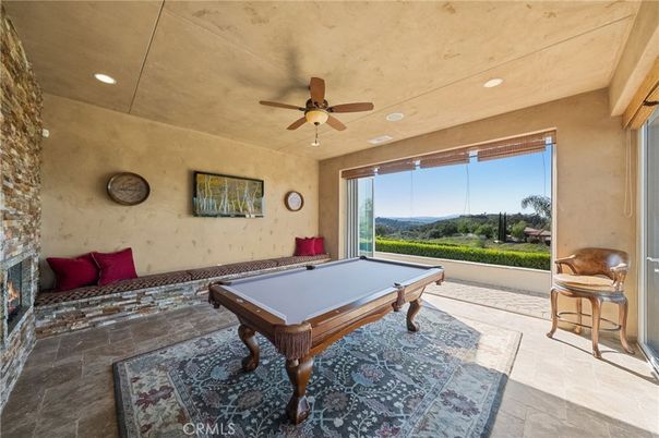 Billiard Table, Fireplace, Game Room, Interior, Recessed Lighting