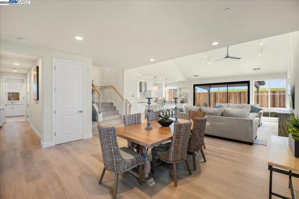 Dining room, Interior, Kitchen, Living room, Pendant Lights, Recessed Lighting, Wood Texture Flooring