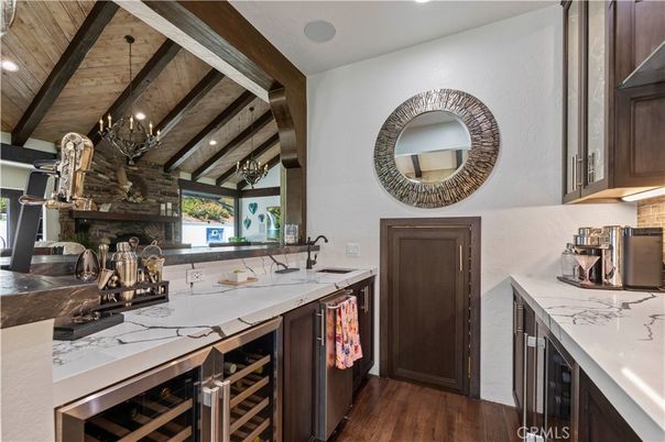 Interior, Kitchen, Recessed Lighting, Stone Walls, Wooden Beams, Wooden Ceilings, Wood Texture Flooring