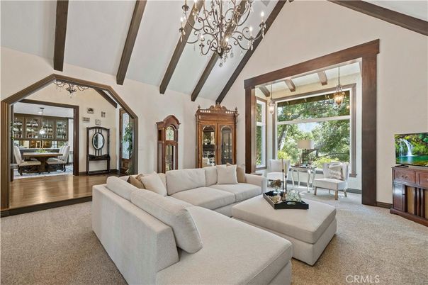 Chandelier, Dining room, Interior, Living room, Wooden Beams