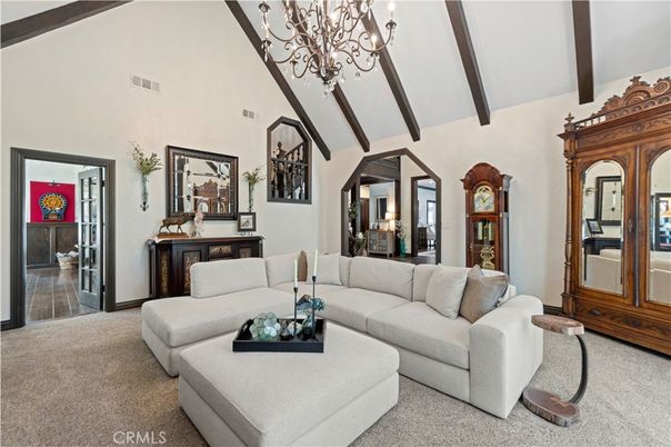 Chandelier, Interior, Living room, Wooden Beams