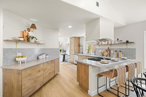 Interior, Kitchen, Recessed Lighting, Wood Texture Flooring