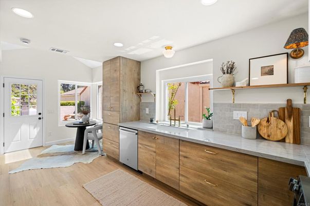 Interior, Kitchen, Recessed Lighting, Wood Texture Flooring