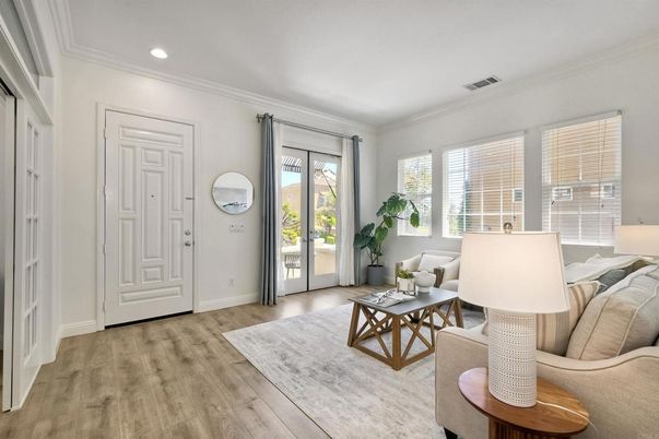 Interior, Living room, Recessed Lighting, Wood Texture Flooring