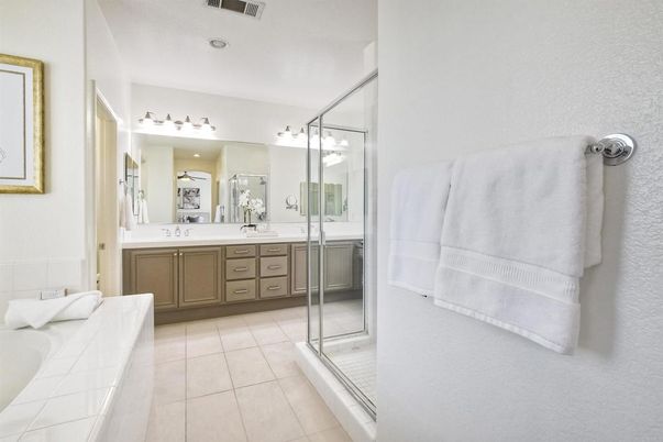 Bathroom, Glass Shower, Interior, Recessed Lighting, Tile Countertops